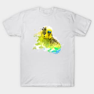 Aquarell Watercolor Splatter Budgie Parakeet Parrot T-Shirt